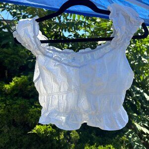 H&M White Cropped Summer Top